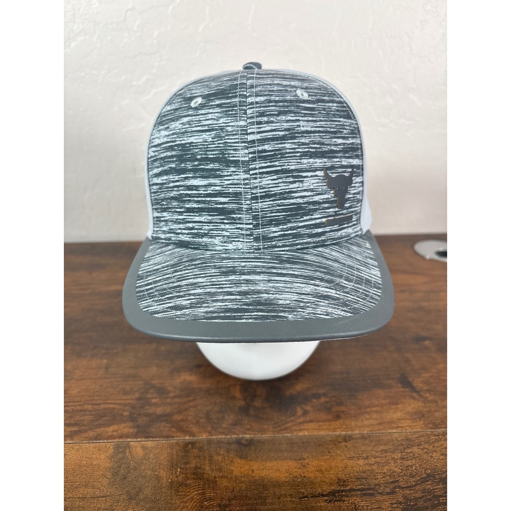 Under Armour Project Rock Brahma Bull Snapback Hat Grey White Space Dye OSFA